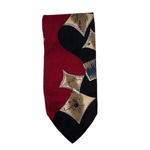 C.C. Hughes-Men’s Tie 56” Long - Black Crimson Tan Cream - Silk Necktie Made USA